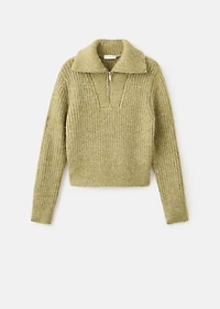 Knitted sweater with perkins neck