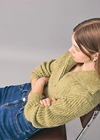 Knitted sweater with perkins neck