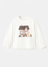 Printed cotton-blend t-shirt