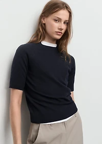 Short-sleeved wool-blend sweater