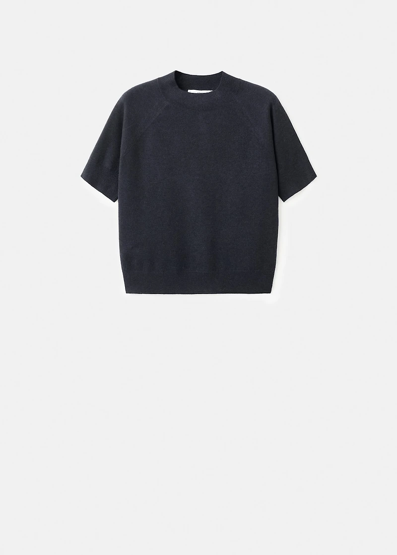 Short-sleeved wool-blend sweater