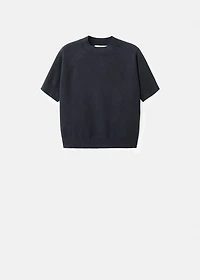 Short-sleeved wool-blend sweater