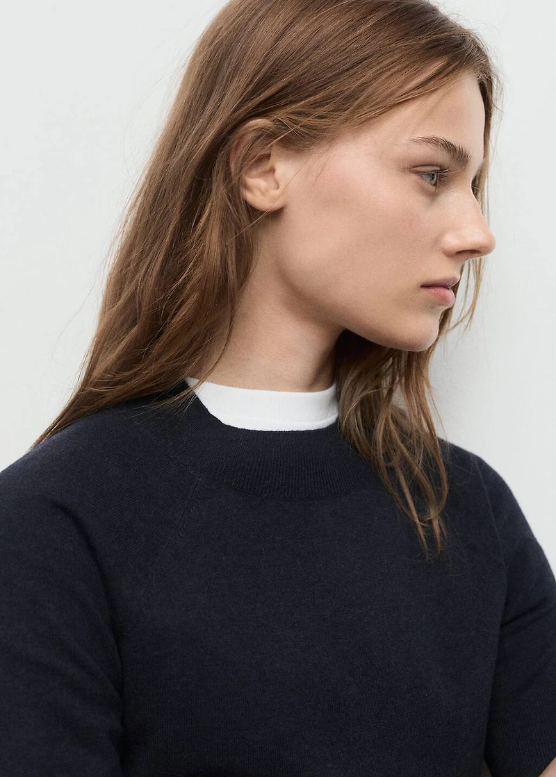 Short-sleeved wool-blend sweater