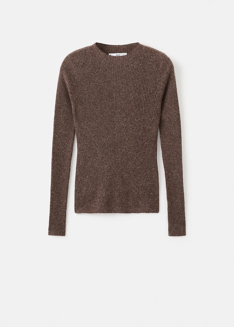 Ribbed sweater with perkins neck