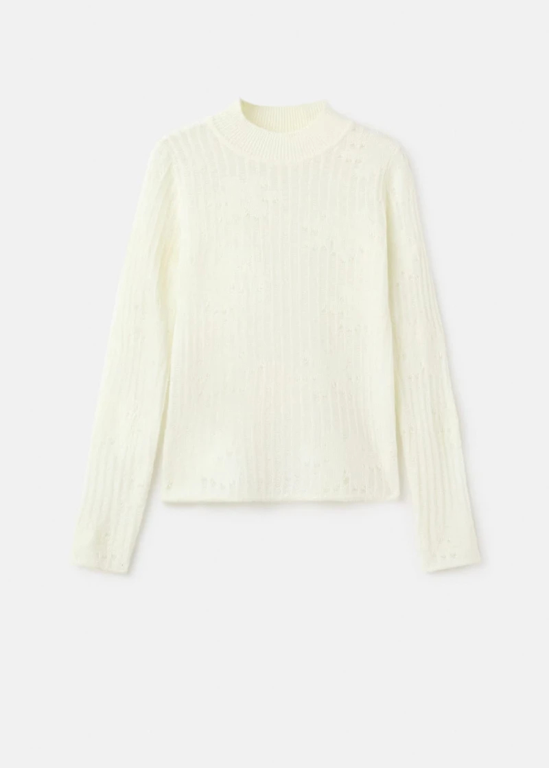 Openwork knit sweater with flowers