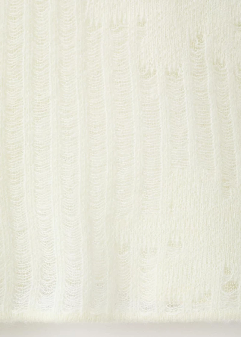 Openwork knit sweater with flowers