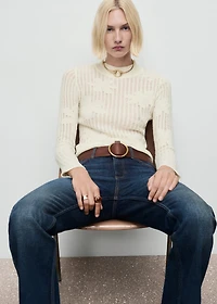 Openwork knit sweater with flowers
