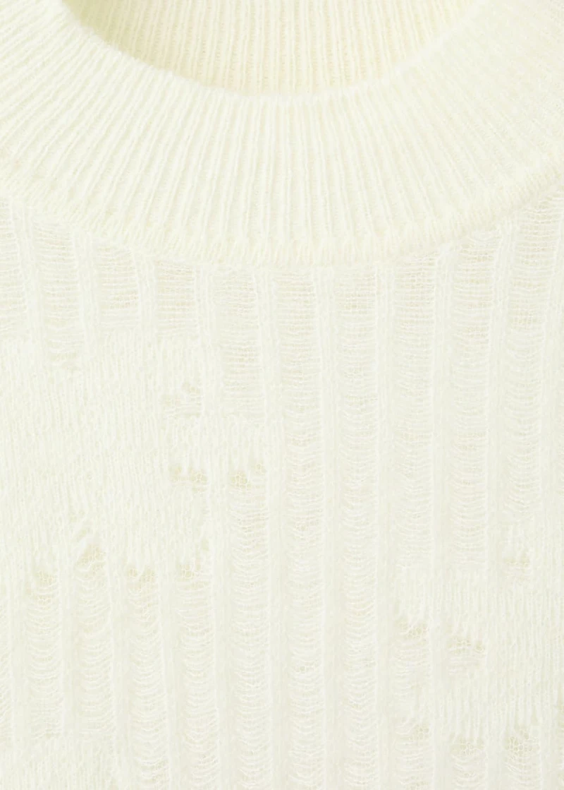 Openwork knit sweater with flowers