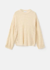 Knit sweater with lace pattern