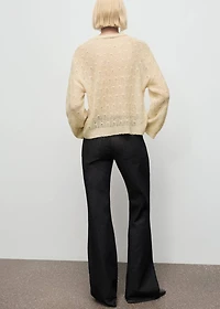 Knit sweater with lace pattern