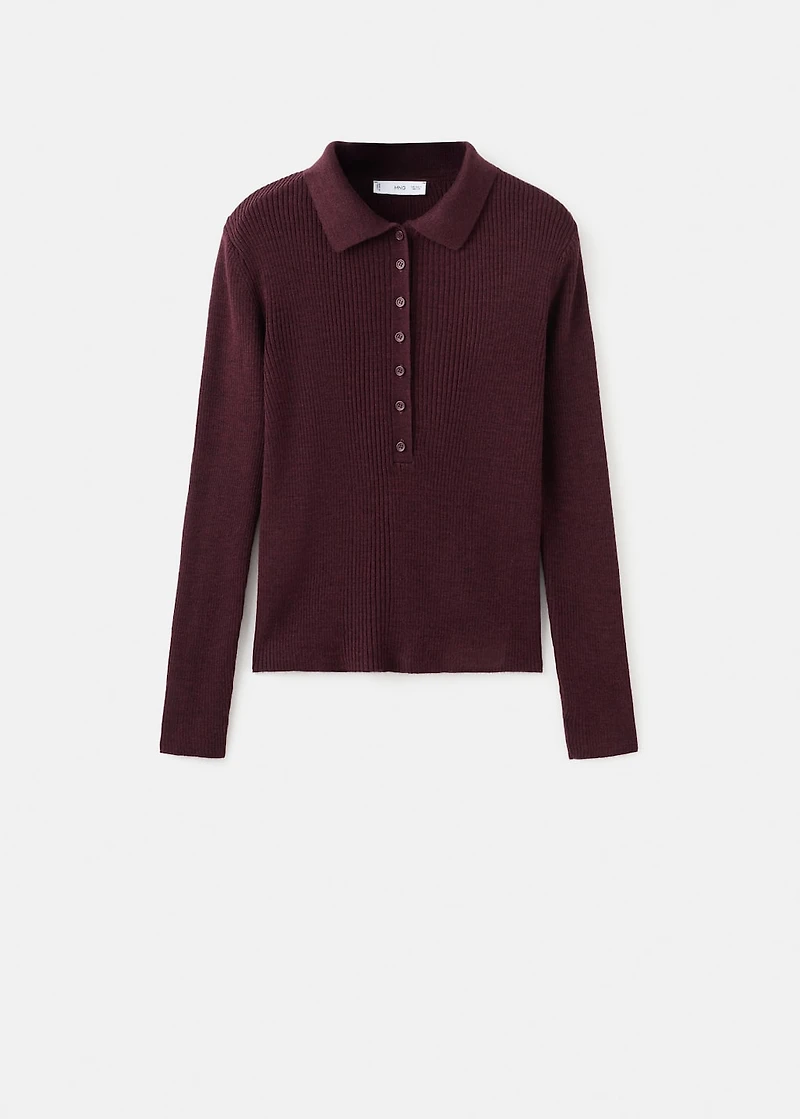 Polo-neck ribbed sweater