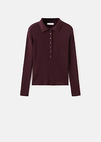 Polo-neck ribbed sweater