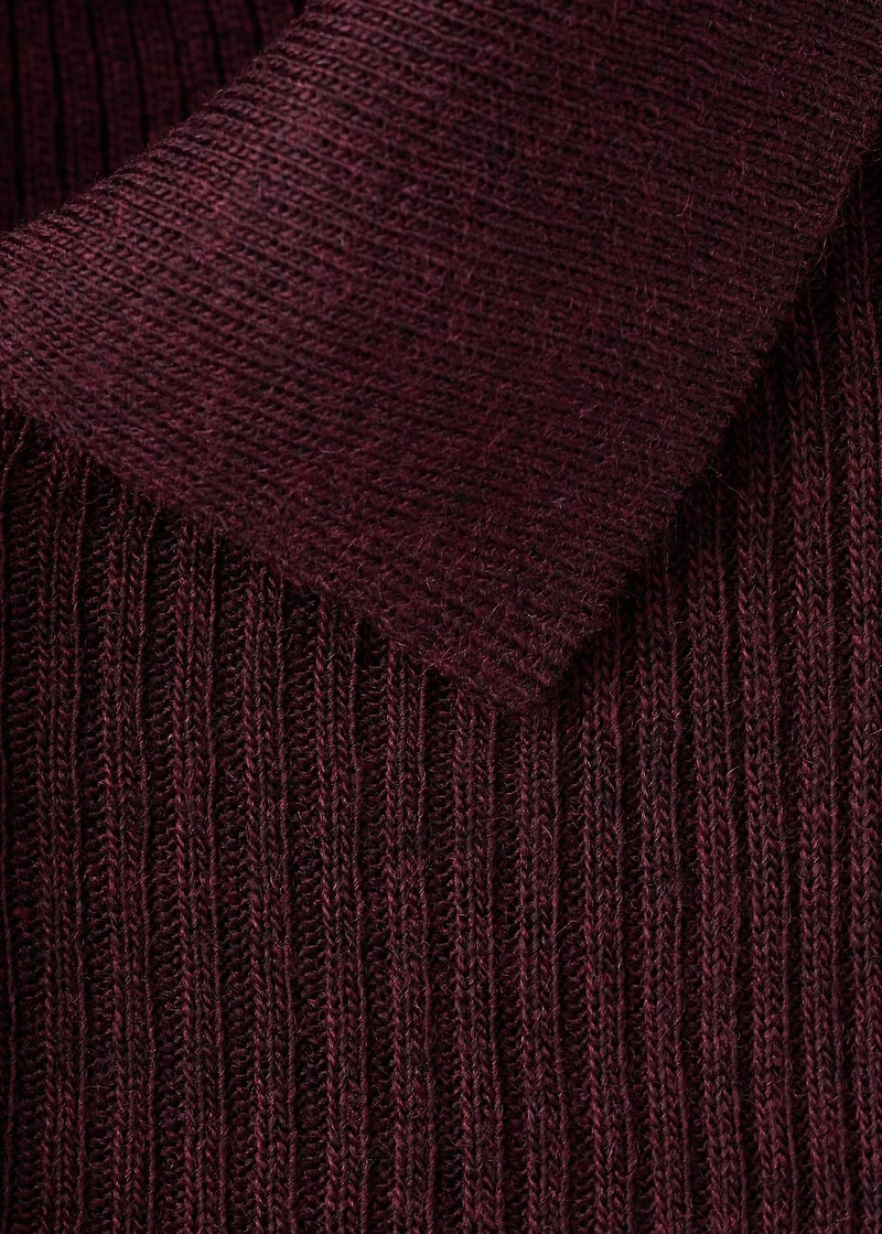 Polo-neck ribbed sweater