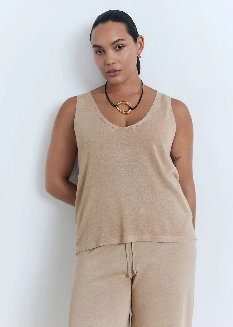 V-neck knit top