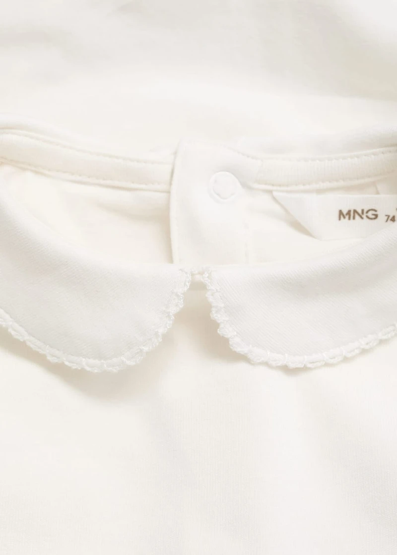Cotton bodysuit with Peter Pan collar