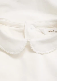 Cotton bodysuit with Peter Pan collar