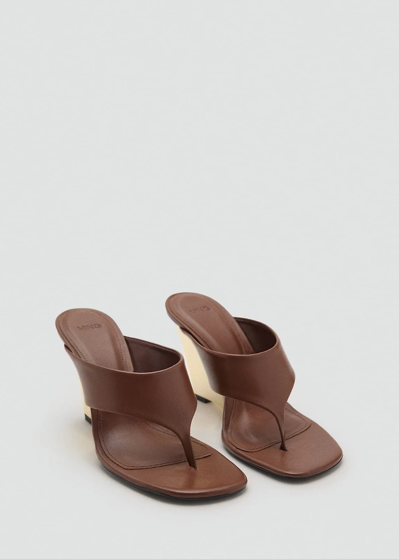Contrast wedge leather sandal