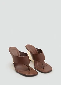 Contrast wedge leather sandal