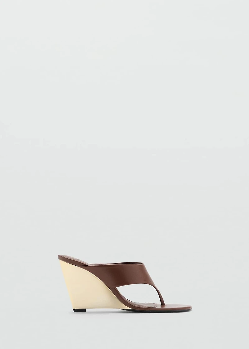 Contrast wedge leather sandal
