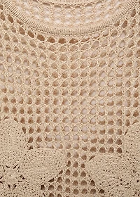 Floral-embroidered crochet top