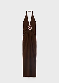 Halter dress with flower detail