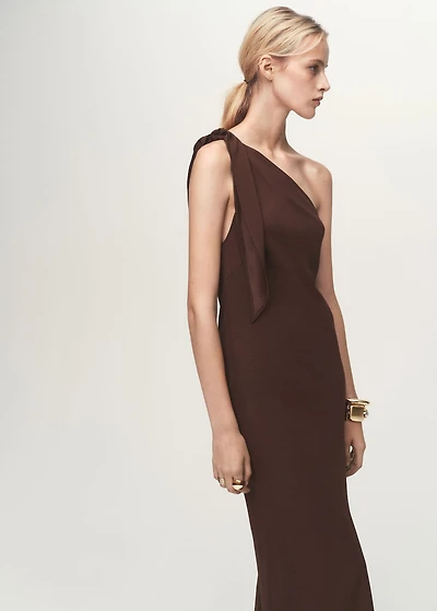 Asymmetrical dress with knot strap