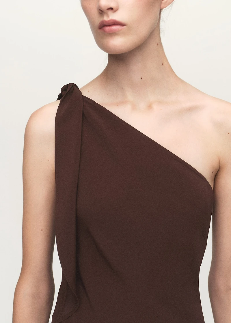 Asymmetrical dress with knot strap