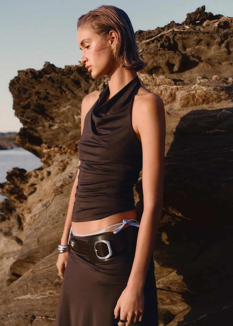 Draped halter top