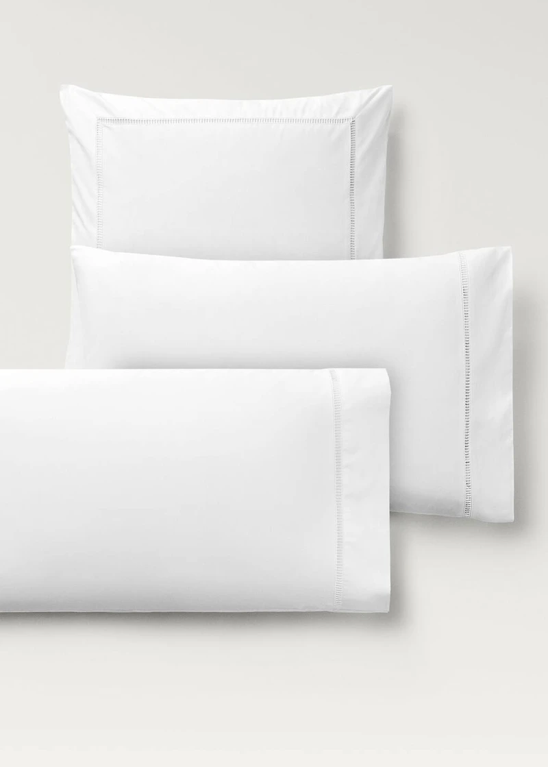 Two cotton percale pillowcases with hemstitch 50x75 cm
