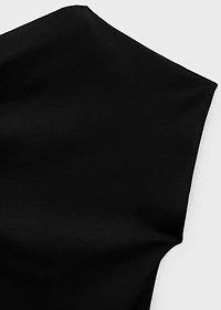Cotton top with asymmetrical neckline