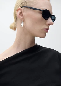 Cotton top with asymmetrical neckline