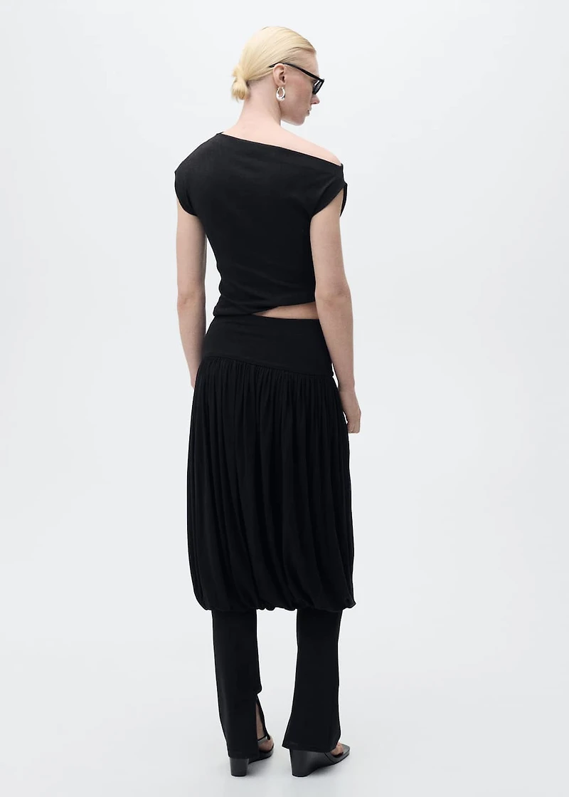 Cotton top with asymmetrical neckline