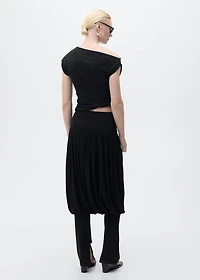 Cotton top with asymmetrical neckline