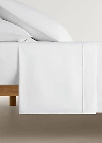 500-thread count cotton percale top sheet with rounded piping detail for 90cm bed