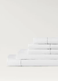 500-thread count cotton percale top sheet with rounded piping detail for 90cm bed