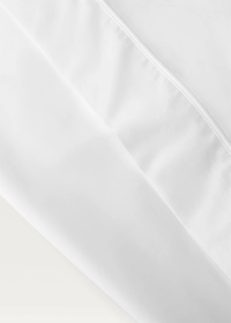 500-thread count cotton percale top sheet with rounded piping detail for 90cm bed