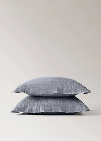 Two percale cotton herringbone-print pillowcases 60x60 cm