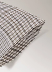 200-thread count percale cotton checked-print pillowcase 45x110 cm