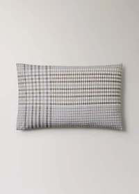 200-thread count percale cotton checked-print pillowcase 50x75 cm