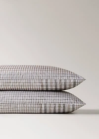 200-thread count percale cotton checked-print pillowcase 50x75 cm
