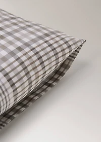 200-thread count percale cotton checked-print pillowcase 50x75 cm
