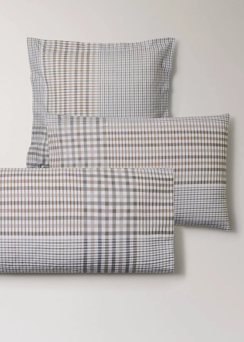 200-thread count percale cotton check-print pillowcase 60x60 cm
