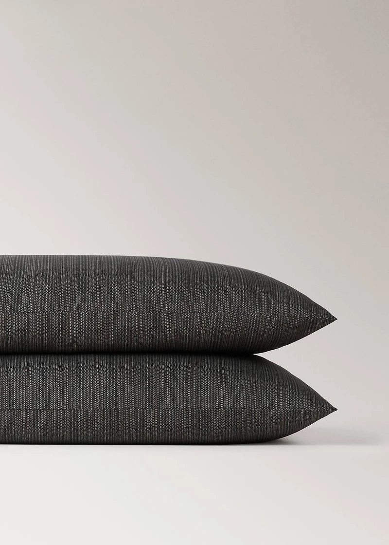 Two percale cotton tailored-print pillowcases 50x75cm