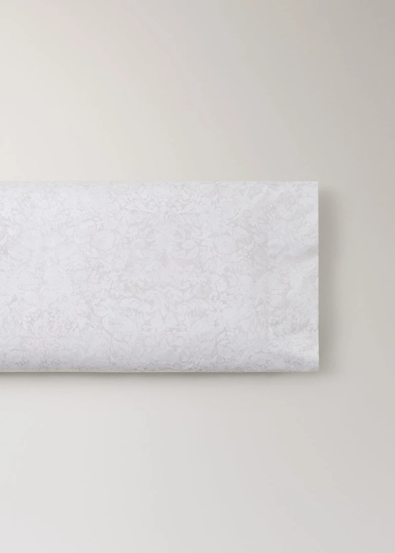Percale cotton floral-print pillowcase 45x110cm