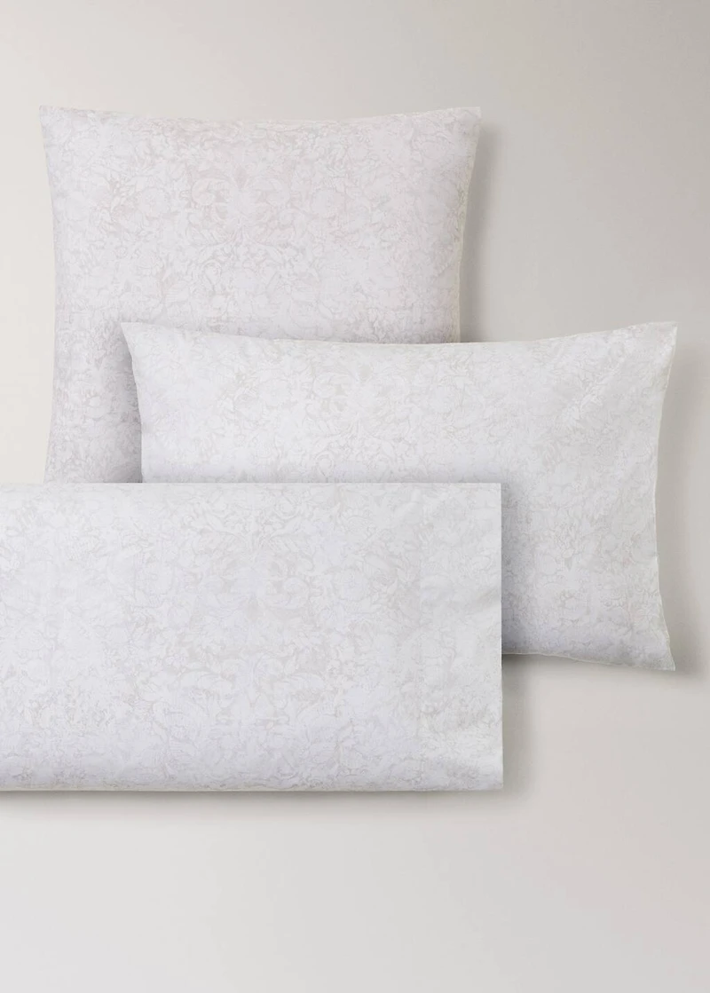 Two cotton percale pillowcases with blurred floral print 50x75 cm
