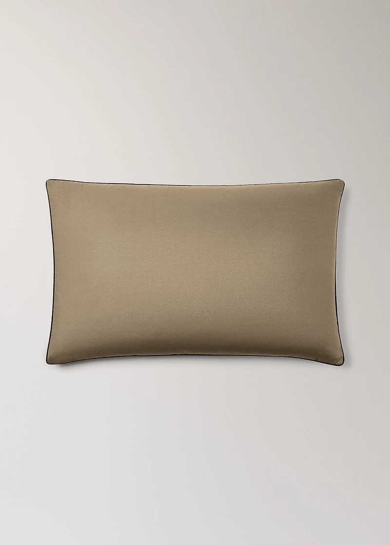 Reversible percale cotton pillowcase with contrasting piping 50x75 cm