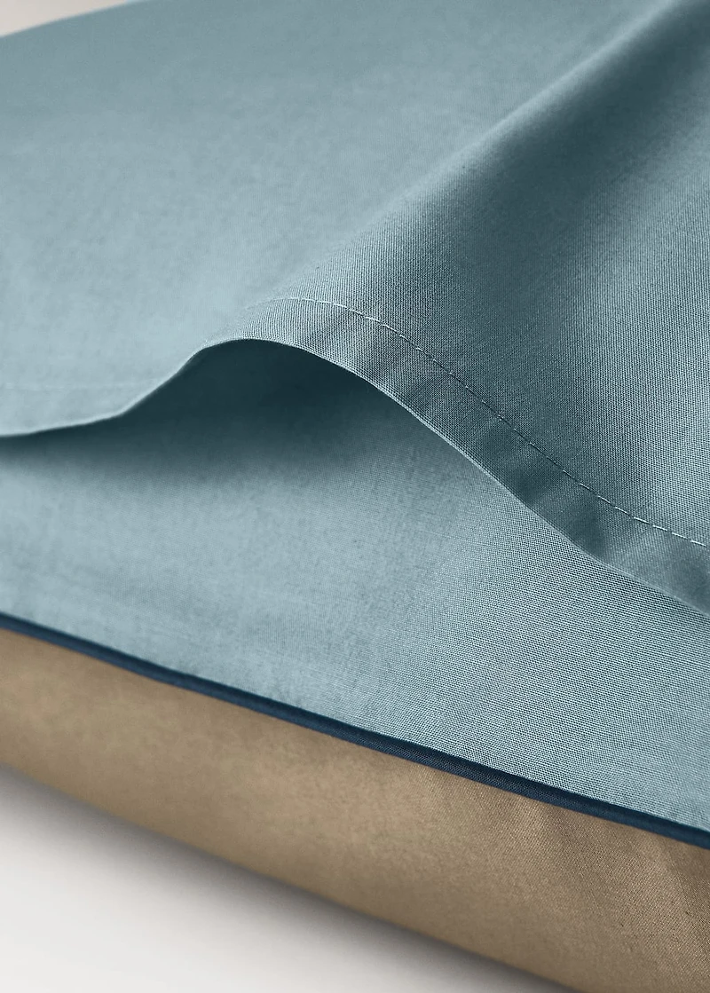 Reversible percale cotton pillowcase with contrasting piping 50x75 cm