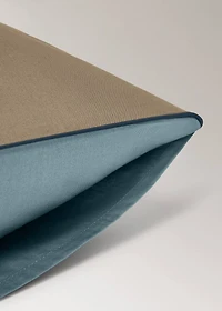Reversible percale cotton pillowcase with contrasting piping 50x75 cm