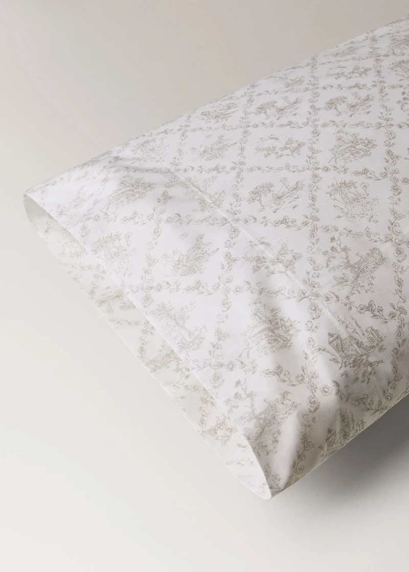 Toile de Jouy percale cotton pillowcase 45x110 cm