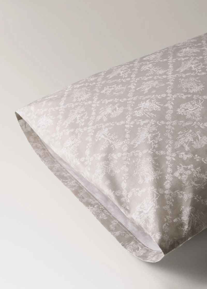 Toile de Jouy percale cotton pillowcase 50x75 cm